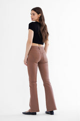 High Rise Flare Leg W Coated Jean