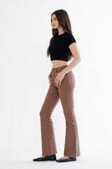 High Rise Flare Leg W Coated Jean