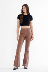High Rise Flare Leg W Coated Jean