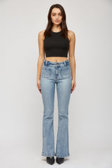 Super High Rise Flare With Patch Pkt