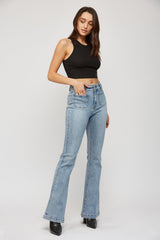 Super High Rise Flare With Patch Pkt