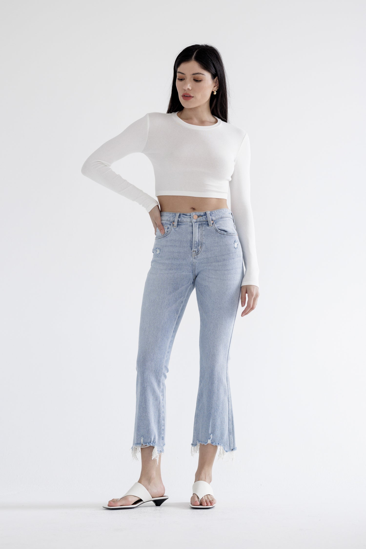 Mica Denim High Rise Crop Flare Secondary image
