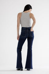 High Rise Super Flare With Button Up