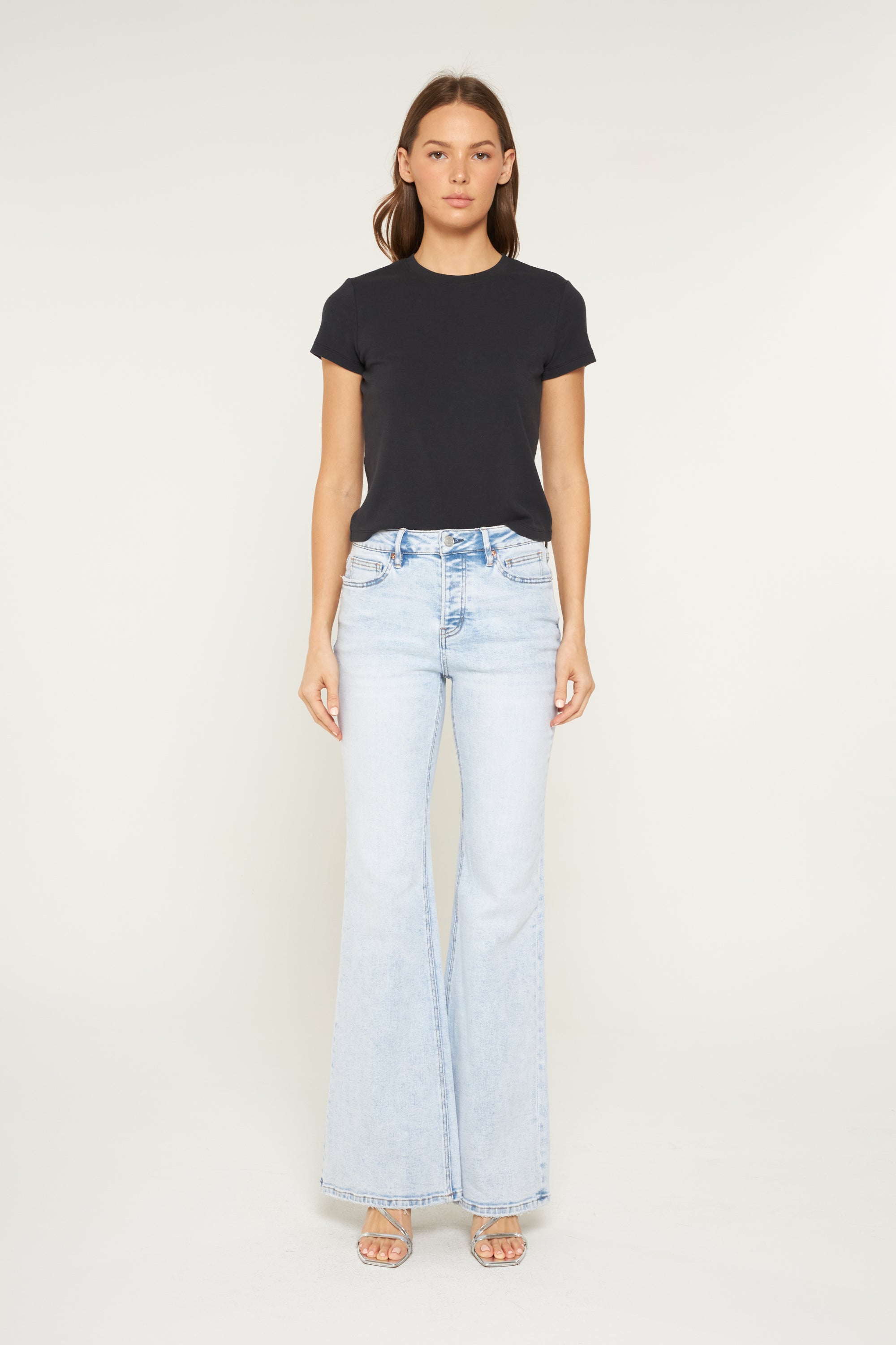 Mica Denim High Rise Easy Flared Hidden Button Secondary image
