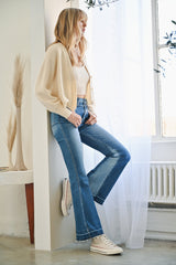 High Rise Flare With Blocking Detail