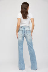 Super High Rise Relaxed Flare With Double Buttonss
