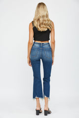 High Rise Crop Flare With Uneven Hem