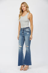 High Rise Flare With Fold Over Waist