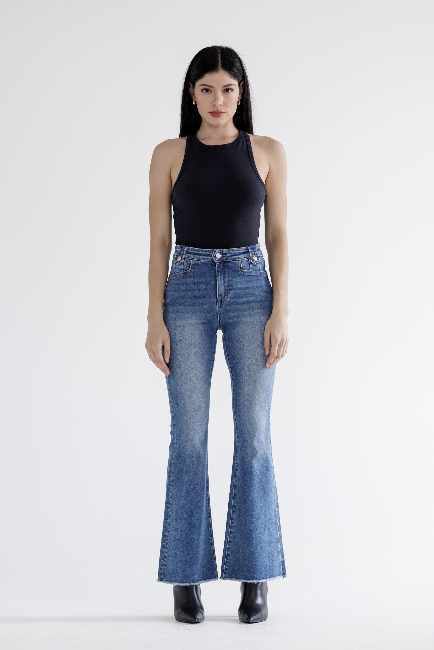 Mica Denim High Rise Flare with Waistband Detail Secondary image