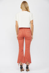 High Rise Crop Flare With Uneven Hem