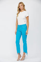High Rise Crop Flare With Uneven Hem