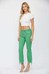 High Rise Crop Flare With Uneven Hem