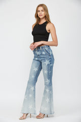 High Rise Flare With Star Print