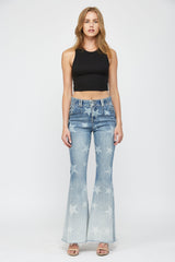 High Rise Flare With Star Print