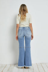 Daisy Embroidered High Rise Super Flare