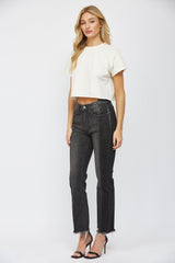 High Rise Mini Flare With Unbalanced Waistband