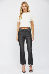 High Rise Mini Flare With Unbalanced Waistband