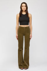 High Rise Relaxed Flare With Patch Pocket