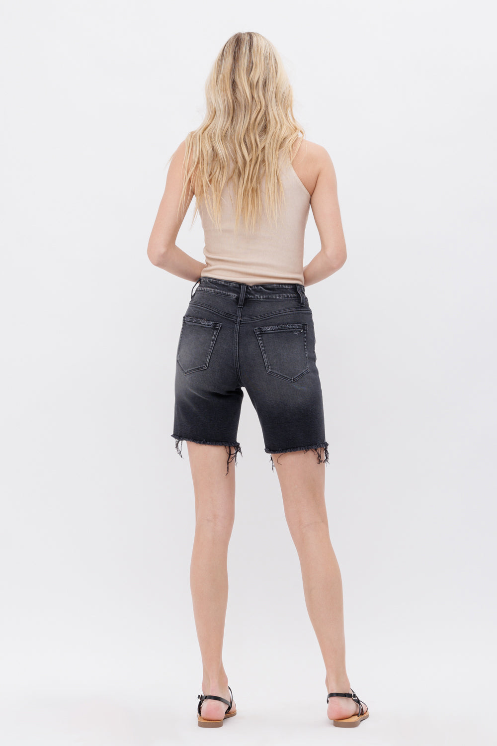High Rise Stretch Midi Shorts