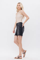 High Rise Stretch Midi Shorts