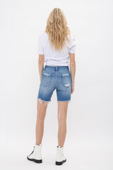High Rise Stretch Midi Shorts
