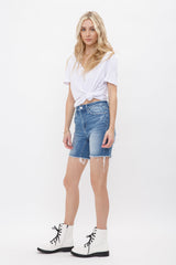 High Rise Stretch Midi Shorts