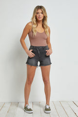 High Rise Shorts With Cross Over Side Slit