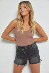High Rise Shorts With Cross Over Side Slit