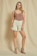 High Rise Boyfriend Midi Shorts