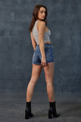 Mid Rise Studded Shorts