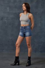 Mid Rise Studded Shorts