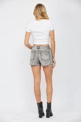 High Rise Distressed Shorts