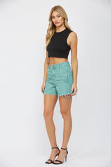 Super High Rise Cut Out Hem Carpenter Shorts