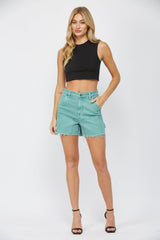 Super High Rise Cut Out Hem Carpenter Shorts