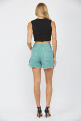 Super High Rise Cut Out Hem Carpenter Shorts