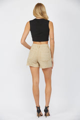 Super High Rise Cut Out Hem Carpenter Shorts