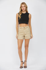 Super High Rise Cut Out Hem Carpenter Shorts