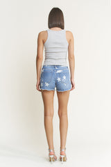 High Rise Distressed Shorts