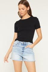 SUPER HIGH ROLLED UP HEM SHORTS