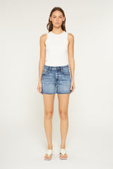 HIGH RISE RAW HEM DENIM SHORTS