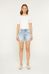 Super High Distressed Shorts W Button Up