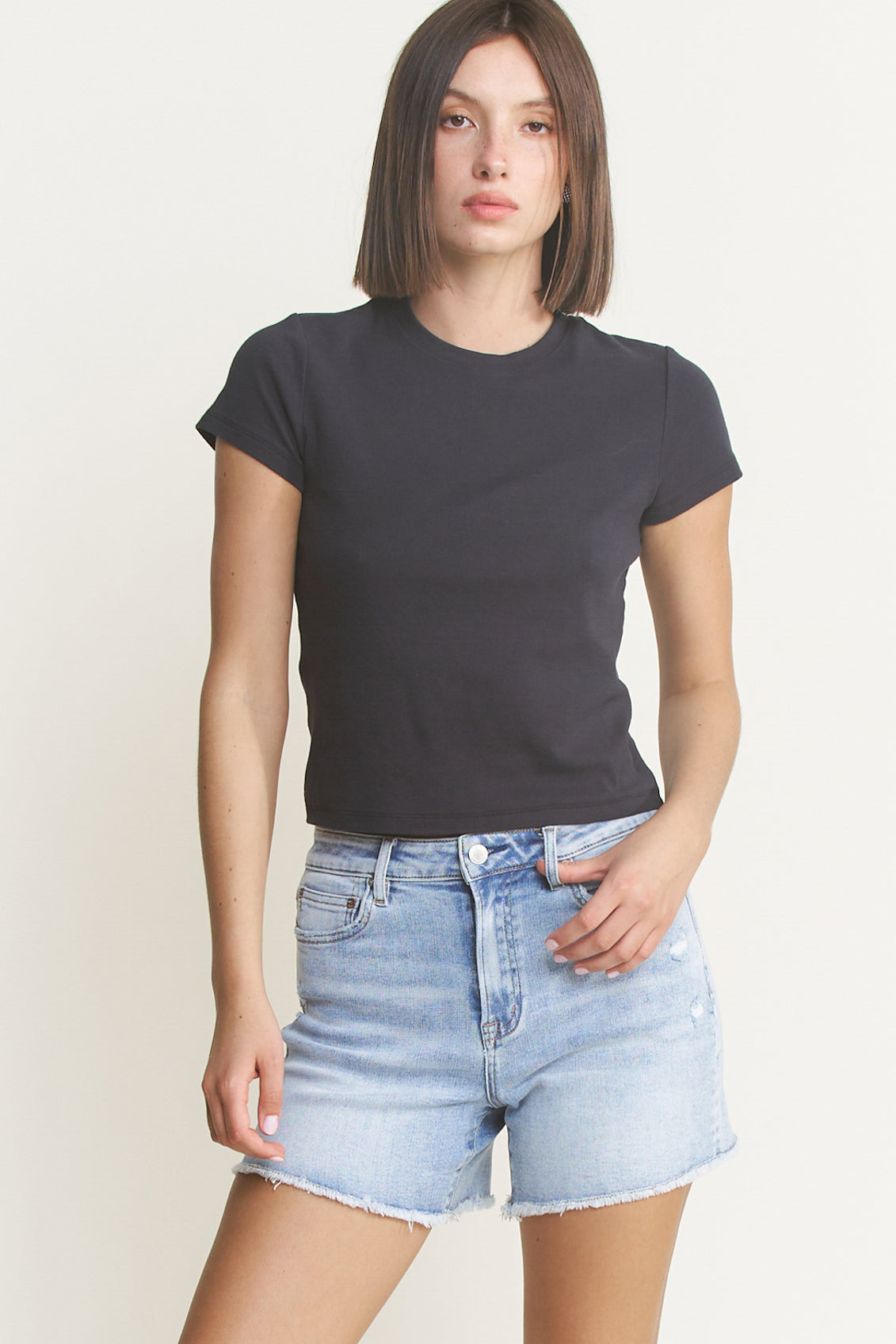 Super High Shorts With Frayed Raw Hem