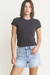Super High Shorts With Frayed Raw Hem