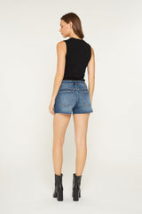 Mid Rise Frayed Hem Shorts