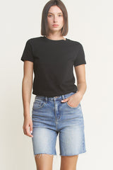 SUPER HIGH VINTAGE RAW HEM BERMUDA
