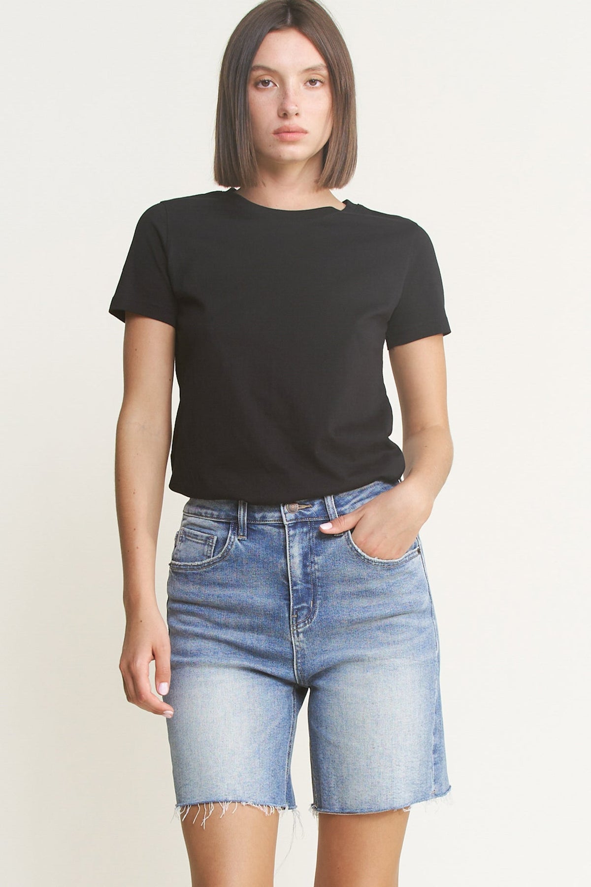 Super High Vintage Raw Hem Bermuda