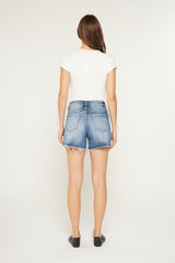 SUPER HIGH RAW HEM MID LENGTH SHORTS