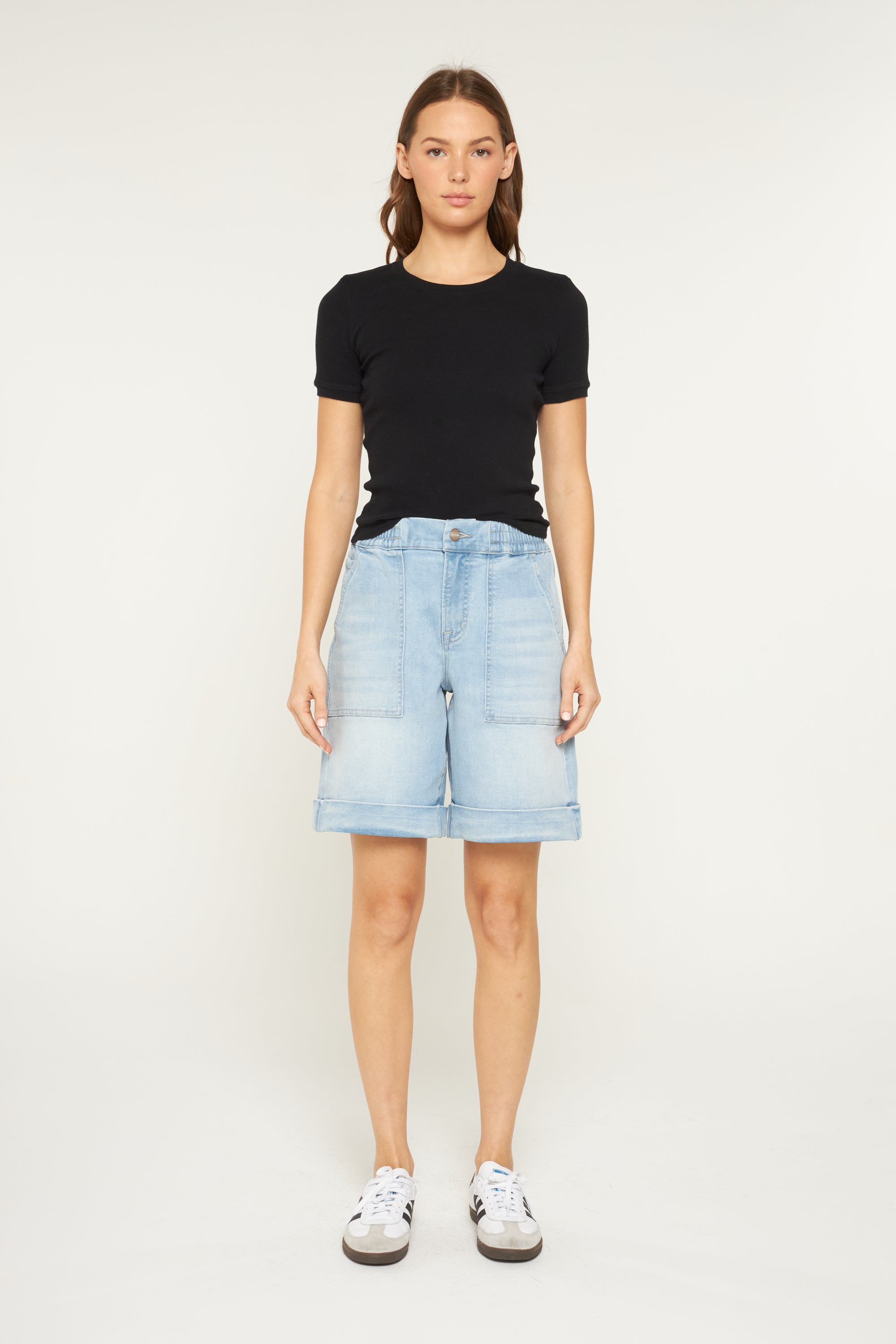 Mica Denim Super High Rise Cuffed Hem Shorts Secondary image