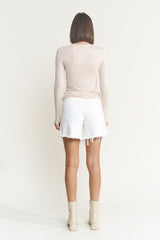 HIGH RISE DISTRESSED FRAYED HEM SHORTS
