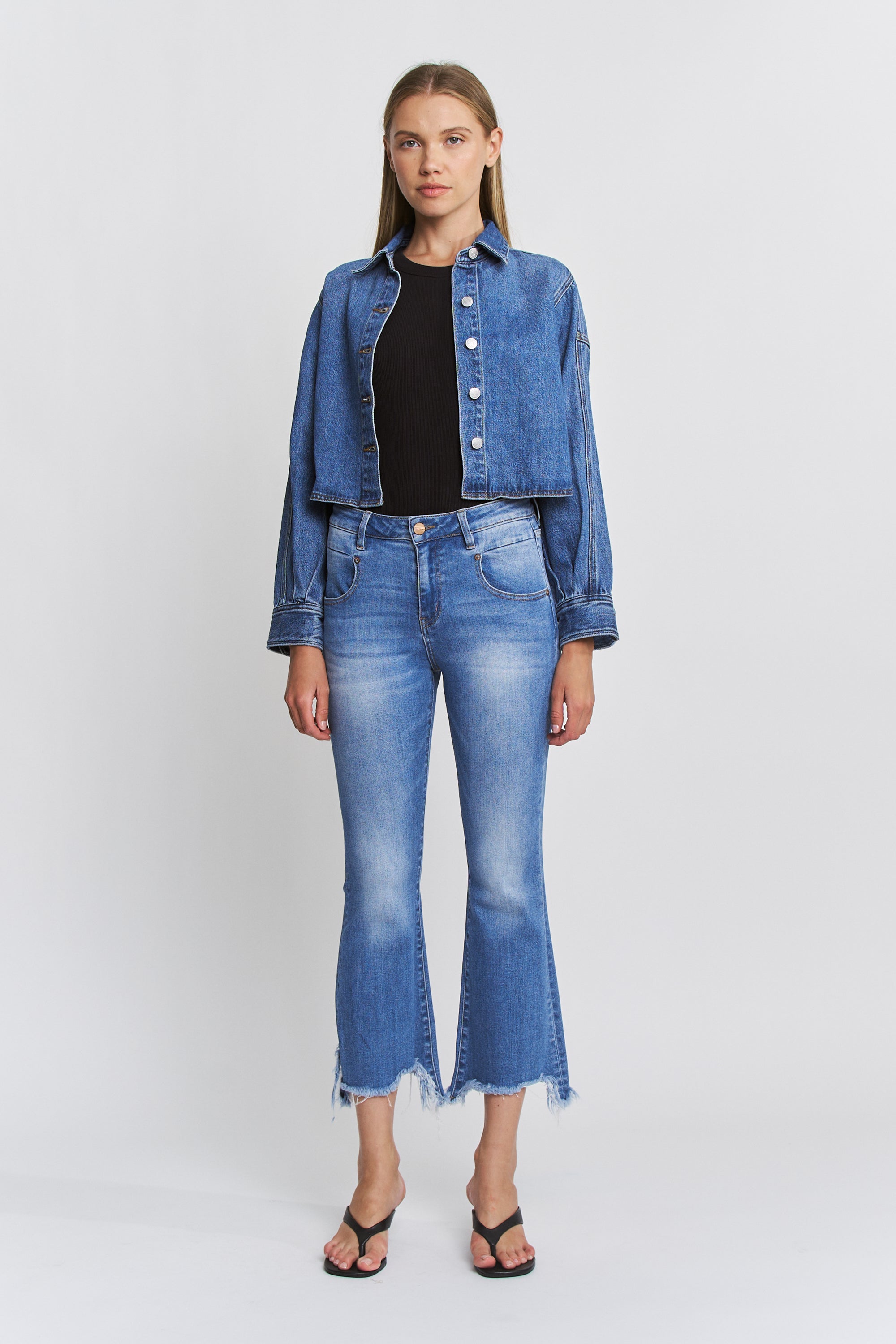 Mica Denim Oversized Cropped Denim Shirt Secondary image